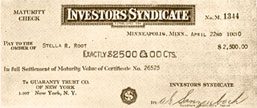 Investor Syndicate Payout Check